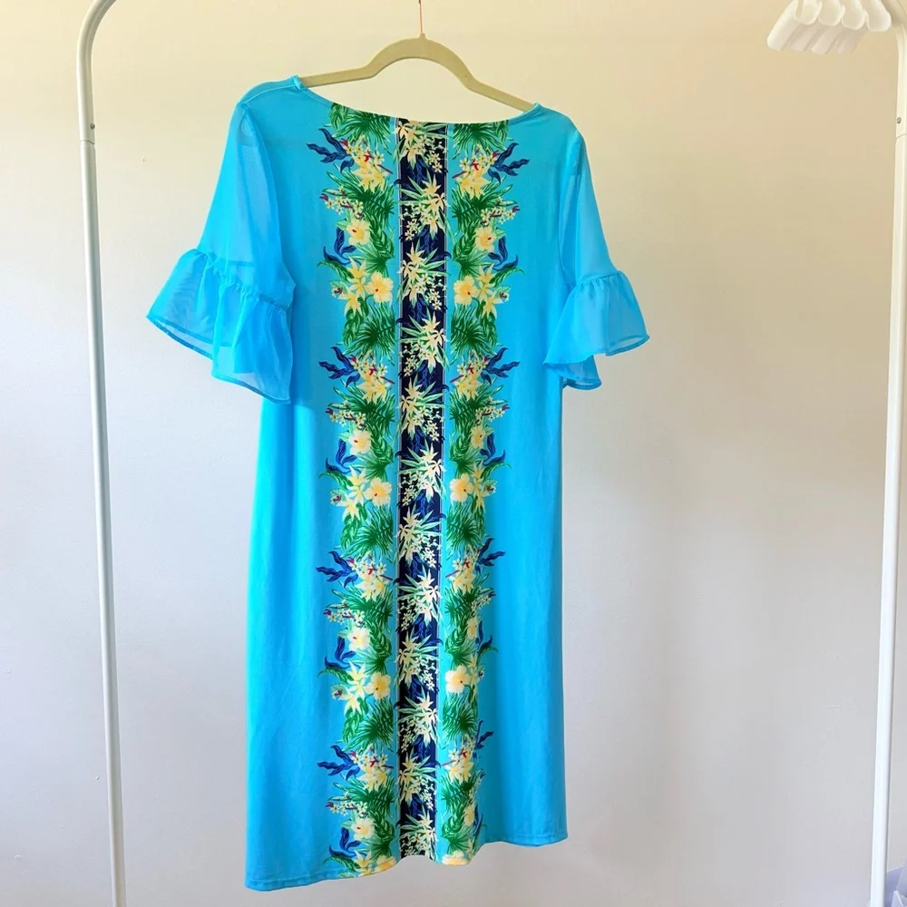 JM Collection Tropical Border Print Dress - Picture 3 of 5